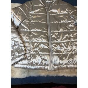 Liz‎ Claiborne Puffer Jacket Light Champagne Beige Medium Zipper Pockets